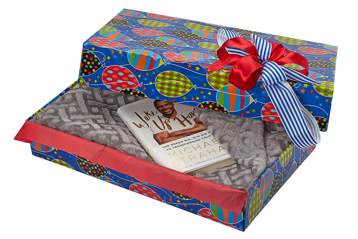 Large Apparel Box – Botanical Print, Open with garment