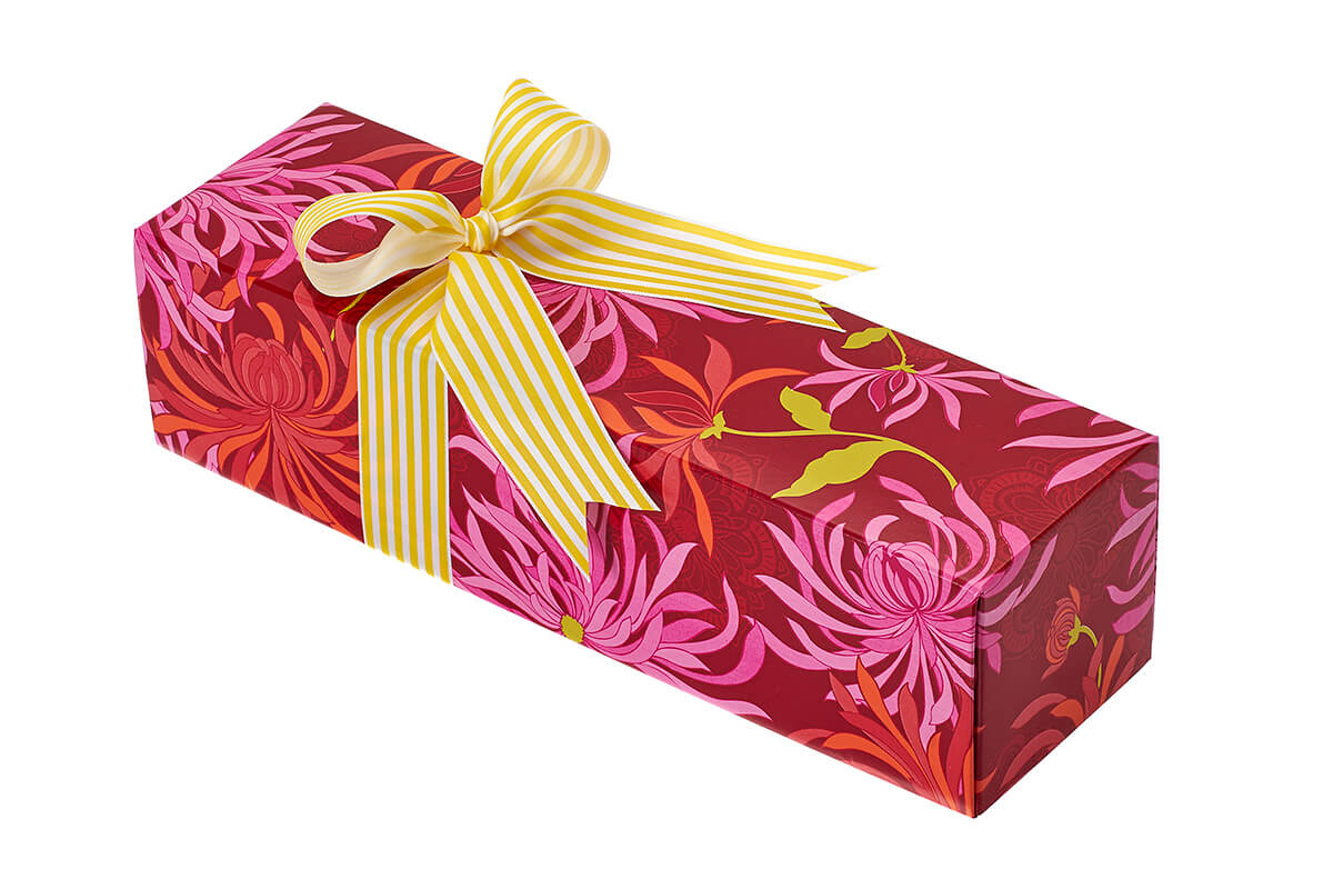 Single Wine Box – Floral Print, Closed